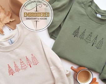 Embroidered Christmas Hoodie, Embroidery Winter Sweatshirt, Christmas Season Sweatshirt, Xmas Gift, Merry Christmas, Tree Youth Sweatshirt