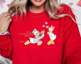 Donald And Daisy Valentines Sweatshirt, Disney Valentines Day Shirt, Cute Valentine Sweatshirt, Disney Lovers Shirt, Valentines Day Gift