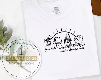 Embroidered Disneyworld Shirt, Wonderful World Shirt, Disneyland Shirt, Disney Castle Shirt, Comfort Colors Tshirt, Embroidery Magic World