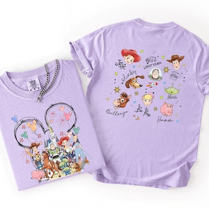 Toy Story Comfort Color 2 Sides Shirt, Woody Tshirt, Jessie Shirt, Bo Peep Tee, Buzz Lightyear Shirt, Disney Girls Shirt, Slinky Dog Shirt image 1