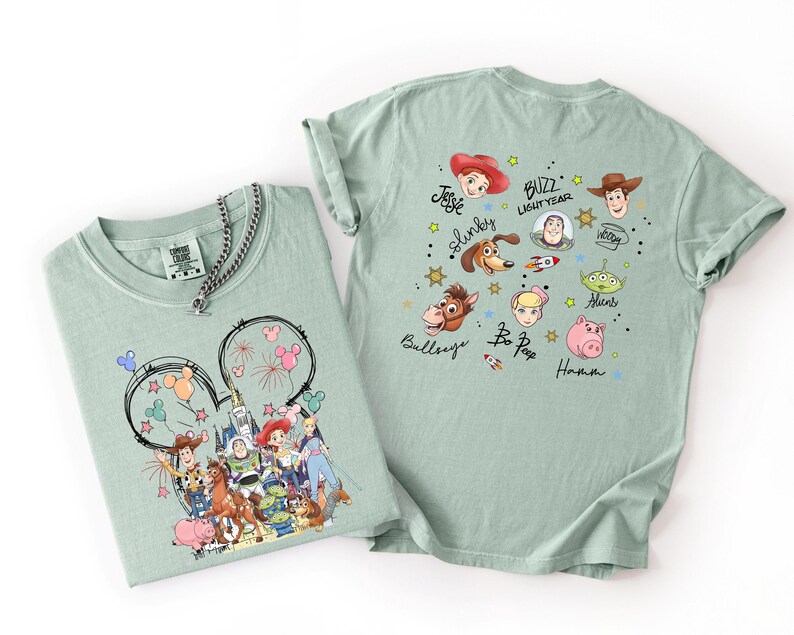 Toy Story Comfort Color 2 Sides Shirt, Woody Tshirt, Jessie Shirt, Bo Peep Tee, Buzz Lightyear Shirt, Disney Girls Shirt, Slinky Dog Shirt image 7