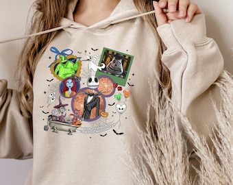 Halloween Ooogie Jack and Sally Cquette Sweatshirt, Spooky Season Sweatshirt,  Ghost Mickey head Sweatshirt, Disney Halloween Hoodie