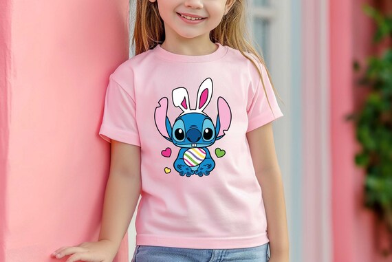 Easter Bunny Stitch T-shirt, Stitch Holding Easter Egg Shirt, Disney Easter Shirt, Stitch Easter Shirt, Kids Clothing, Kids Easter T-shirt