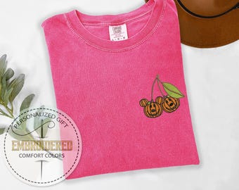 Embroidered Cherry Mickey Disney Pumpkin Disneyworld Shirt, Fall Pumpkin Shirt, Disney Fall Women Gifts, Embroidery Fall Outfit, Fall Vibes