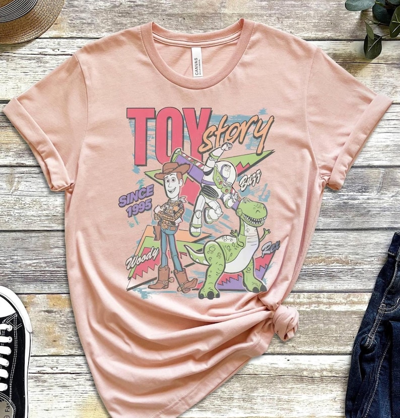 Toy Story Retro 90s Shirt Woody Buzz Lightyear Rex Since 1995 | Vintage Disney Graphic Tee Birthday Gift Fan Unisex Nostalgia Presents image 1