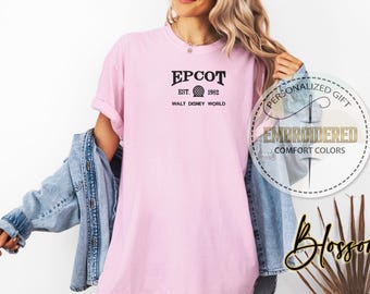 Embroidered Epcot Disney Shirt, WDW Tshirt, Disney Epcot Tee, Disney Trip Matching, Epcot Trip Tshirt, Comfort Colors, Disney Family