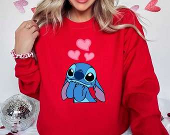 Stitch Valentine Sweatshirt, Disney Valentines Day Shirt, Cupid Stitch Shirt, Valentine's Day Gift, Women Sweatshirt, Disney Lovers Shirt