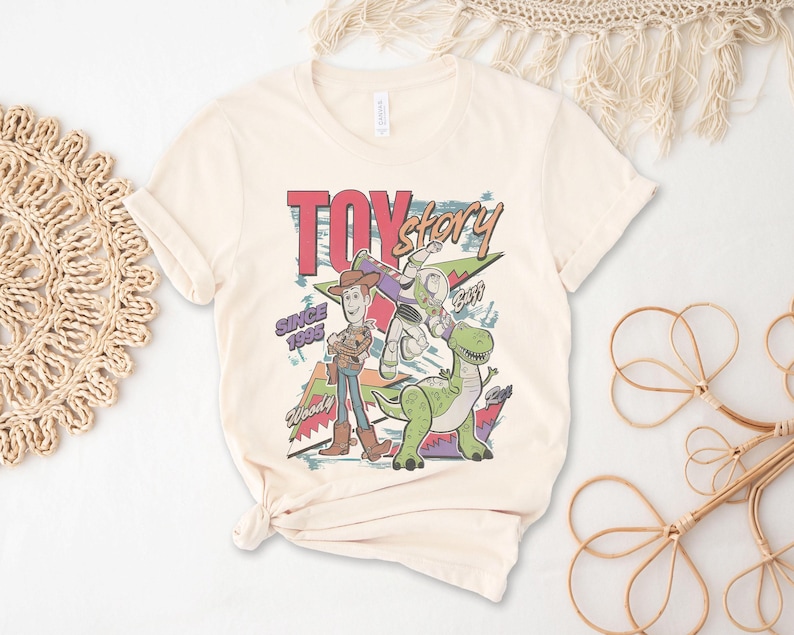 Toy Story Retro 90s Shirt Woody Buzz Lightyear Rex Since 1995 | Vintage Disney Graphic Tee Birthday Gift Fan Unisex Nostalgia Presents image 3