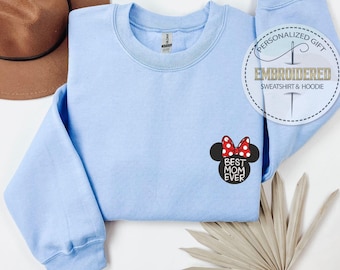 Embroidered Mom Hoodie, Disney Mom Sweatshirt, Best Mom Ever, Disneyland Sweatshirt, Disney Trip Hoodie, Embroidery Mama Sweatshirt