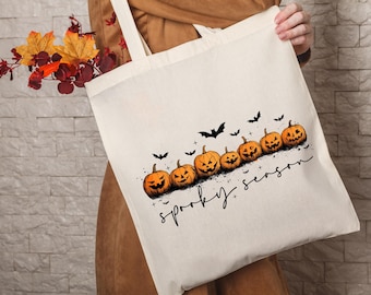 Spooky Season Tote Bag, Halloween Pumpkin Tote Bag, Halloween Gifts, Halloween Pumpkin Tote Bag, Pumpkin Spice Gift, Funny Halloween