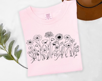 Camiseta anti-Trump sutil, camiseta anti-MEGA, camiseta de justicia social, camiseta feminista, camiseta demócrata con flores silvestres, camiseta de colores cómodos, camiseta liberal