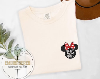 Camiseta bordada "La mejor mamá del mundo", regalo para el Día de la Madre, camiseta Disney para mamá, camiseta de viaje a Disney, camiseta Comfort Colors, camiseta Disney Mom Era, camiseta de Minnie