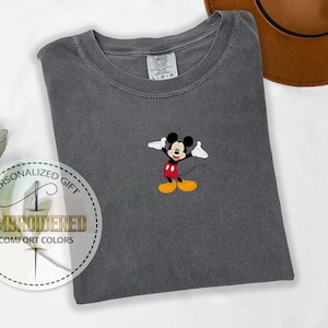 Embroidery Disney Shirt, Mickey Minnie Tshirt, Disneyland Shirt, Disney World Tee, Embroidered Gift Tshirt, Gift for Her, Disney Trip