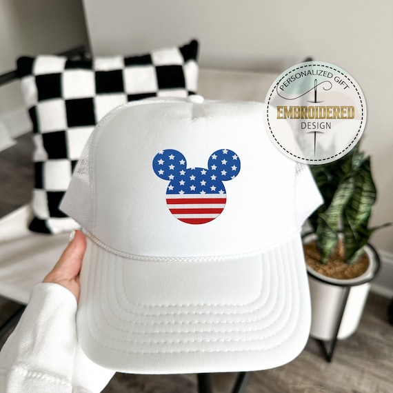 Embroidery USA Cap, Patriotic Hat, 4th of the July, Mickey Mouse Cap, Minnie Mouse Hat, Disney July 4th, Disneyland Gift, Disney Family