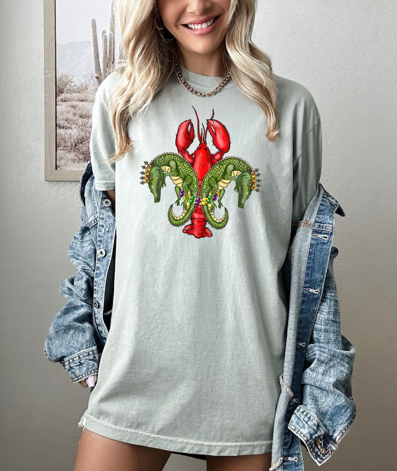 Camiseta de cangrejos y caimanes, camisa Comfort Colors, camisa Mardi Gras, camisa de carnaval, camiseta del martes gordo, camisa de regalo para mujeres, camisa de gran tamaño imagen 3