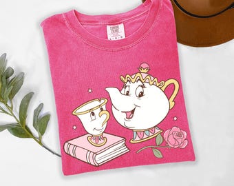 Disney Mrs. Potts and Chip Shirt, Beauty and The Beast Tee, Comfort Colors, Disney Fairytale Rose Tee, Magic Kingdom Tee, Disneyland Shirt