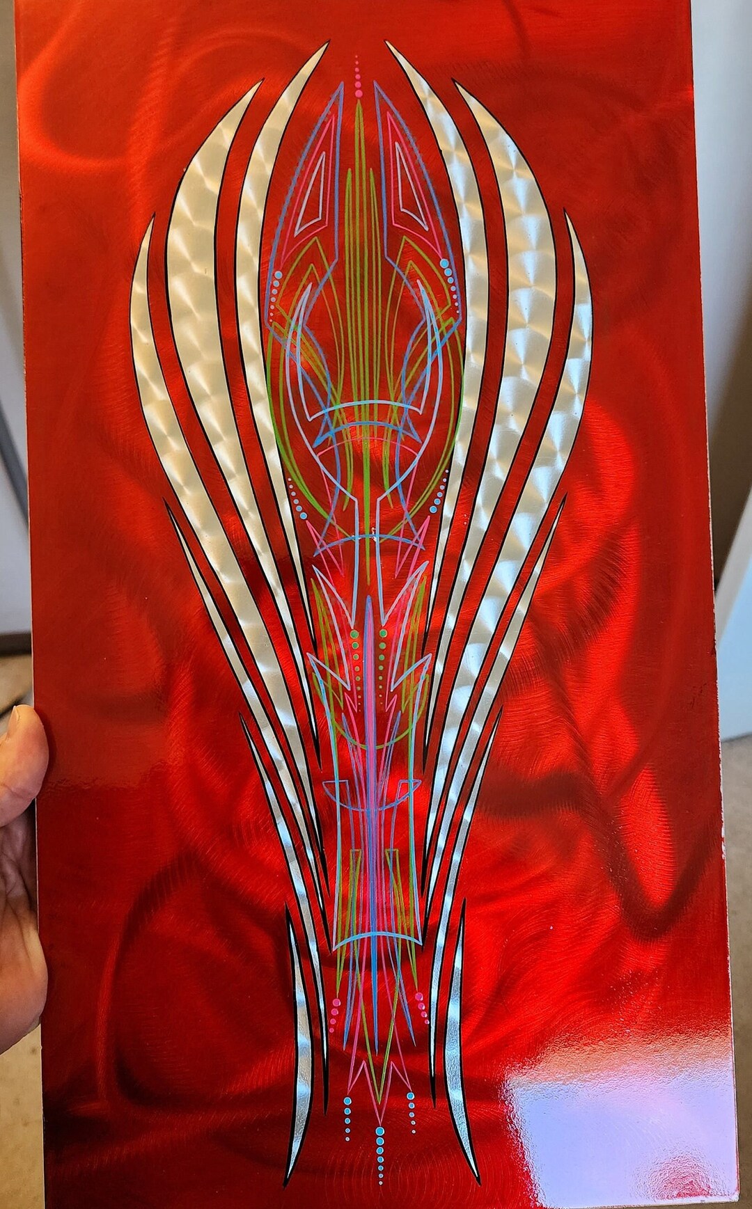 Custom Painted Panel With Candy Red and Aluminium Leafing With Custom