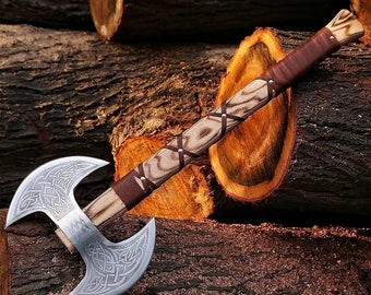Wikinger Doppelaxt, Doppelaxt, handgeschmiedet aus Corban-Stahl, Hochzeitsgeschenk
