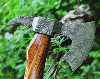 Custom Gift Forged DAMASCUS Steel VIKING AXE with rose Wood Shaft, Wedding Gift, Axes Best Birthday & Anniversary Gift For Him