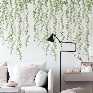 Ivy Plant Wall Decals Hanging Green Vine Wall Stickers Ivy Plant Wall Decor  Peel and Stick Wall Murals 3431ER 