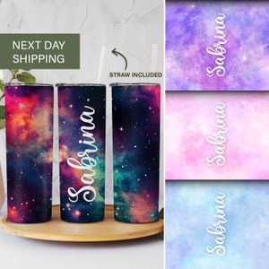 Personalized Galaxy Tumbler with Straw 20oz, Custom Star Heaven Tumbler with Name, Milky Way Cup for Birthday, Universe Inspired Travel Cup
