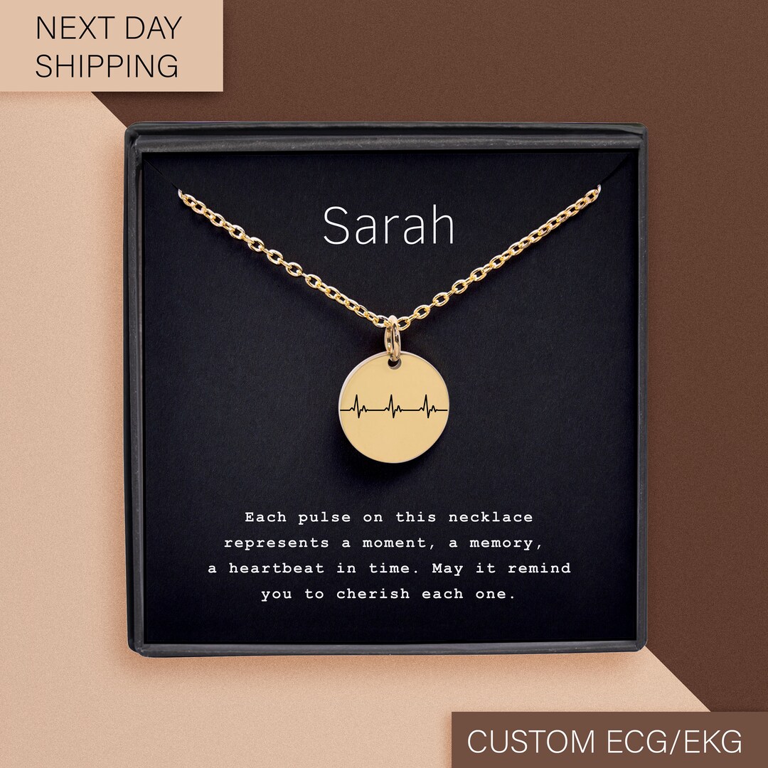 Actual Heartbeat Necklace With Personalized Notecard, Custom Jewelry