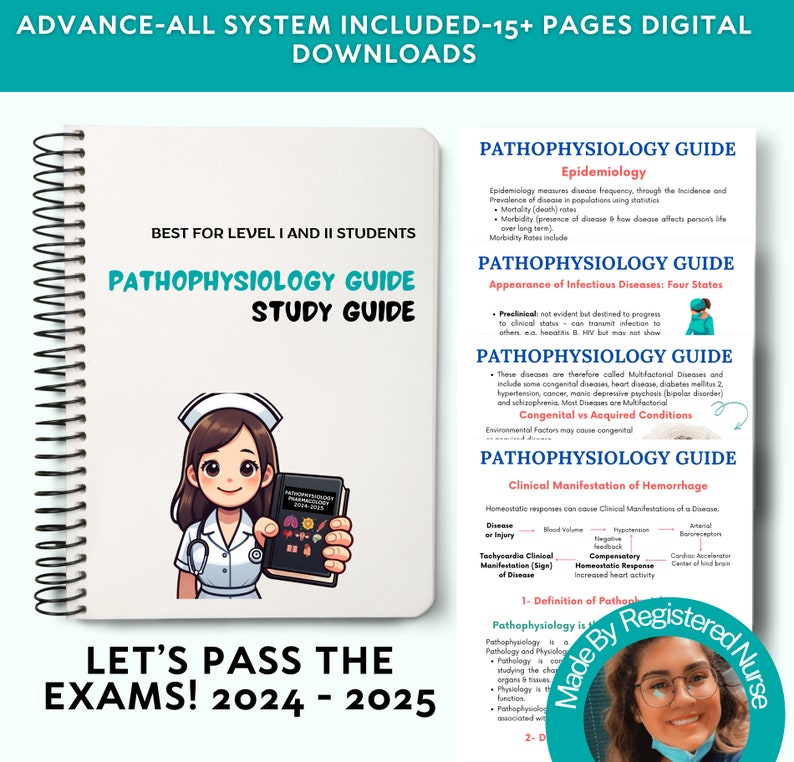 Pathophysiology Study Guide Bundle: Nursing School Notes (digital ...