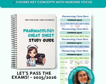 Hojas de referencia de farmacología, guía de estudio para estudiantes de enfermería