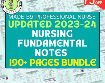 Fundamental of Nursing, Fundamental Bundle Notes, Nursing Notes, Nursing Study Guides, Nursing Student Bundle, See Topic on Last Page