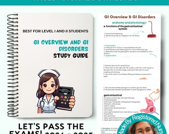 Gastrointestinal Disorders Nursing Study Guide: GI Anatomy, Med-Surg (Digital Download)