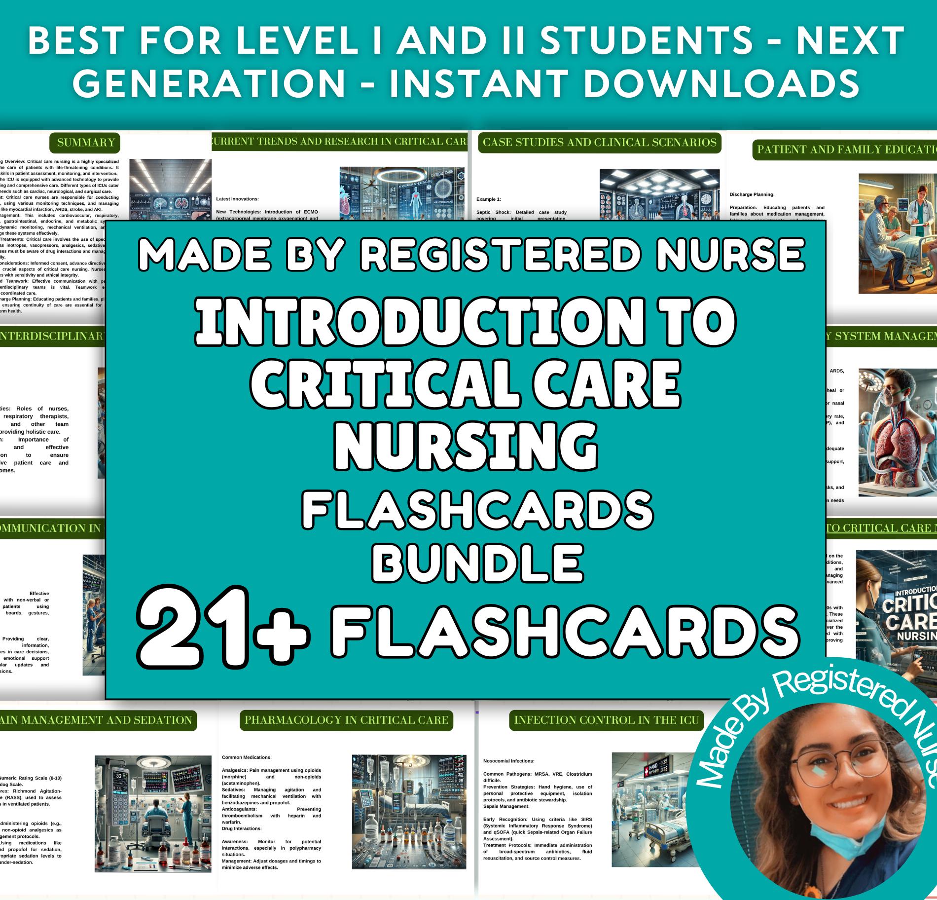 Critical Care Nursing Flash Cards: Study Guide (Digital Download PDF)