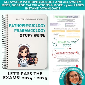 Pathophysiology & Pharmacology Nursing Study Guide Bundle Perfect for Nursing Students, Nursing Notes, Nursing School Notes, Pharmacology