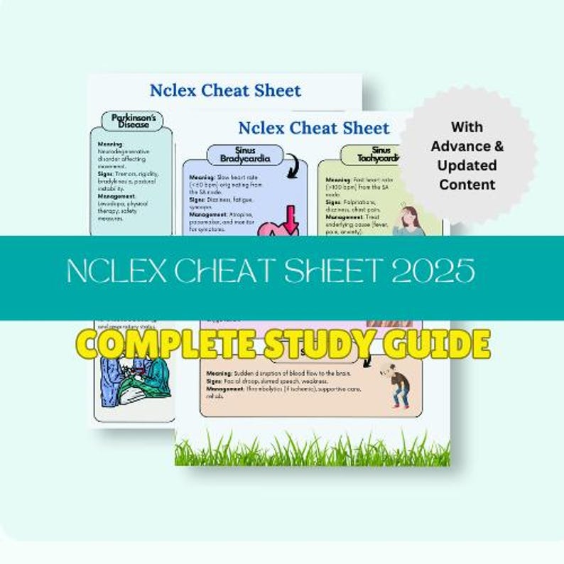 NCLEX Cheat Sheet Bundle 26: 100+ Nursing Study Guide (digital Download ...