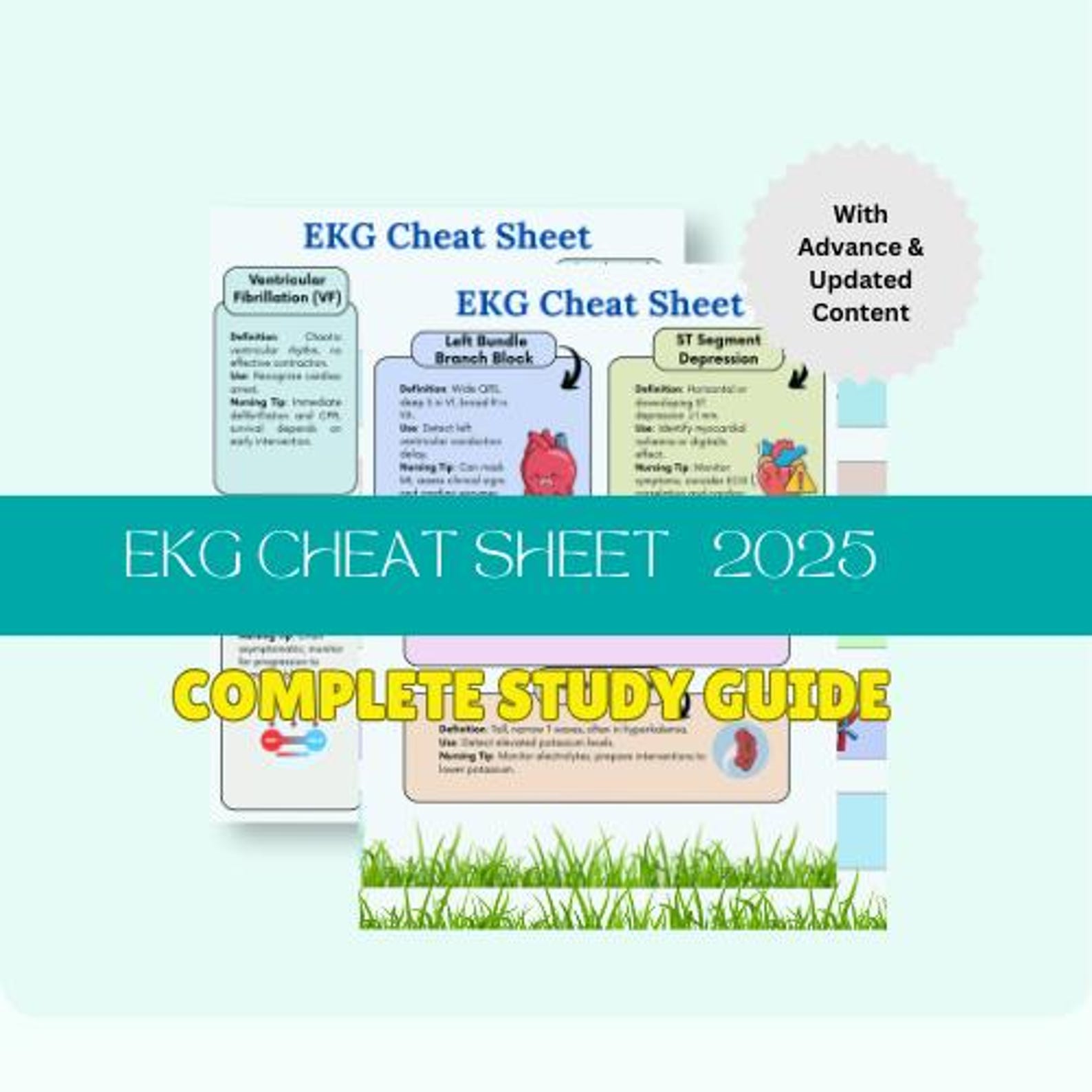 EKG Dysrhythmia Cheat Sheet Bundle: Nursing School Study Guide (digital ...