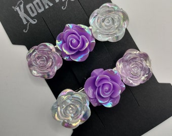 Pair of Pretty, Purple Flower Hairclips