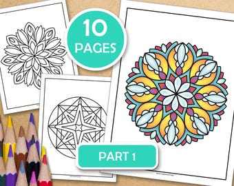 Part 1-Easy Mandalas For Meditative Coloring- Book 2: 10 Mindfulness Coloring Pages For Inner Peace, PDF files ready to print