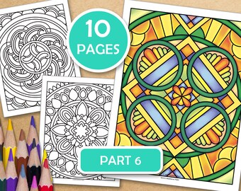 Part 6-Easy Mandalas For Meditative Coloring- Book 2: 10 Mindfulness Coloring Pages For Inner Peace, PDF files ready to print