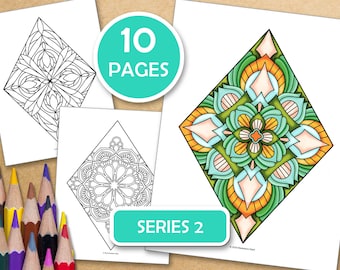 Diamond Mandalas- Series 2 : 10 Mindfulness Coloring Pages For Inner Peace, PDF files ready to print