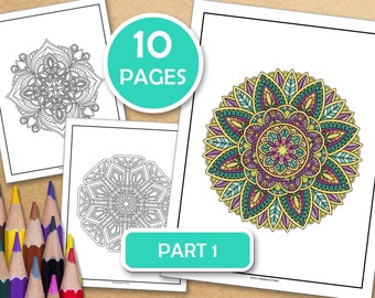 Part 1- Advanced Mandala For Meditative Coloring: 10 Mindfulness Coloring Pages For Inner Peace, PDF files ready to print
