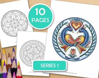 Dutch Barn Stars: 10 Mindfulness Coloring Pages For Inner Peace, PDF files ready to print