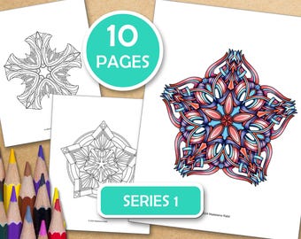 Star Mandalas - Series 1: 10 Mindfulness Coloring Pages For Inner Peace, PDF files ready to print