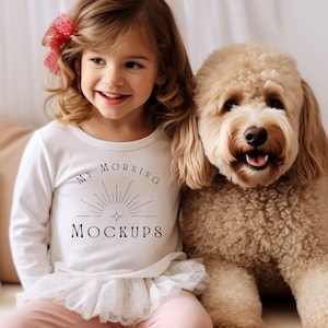Rabbit Skins 3302 Mockup T-Shirt Mockup Long Sleeve Mockups Kids T-Shirt Mock up White Rabbit Skins 3302 Mock-up Valentine Mockup for kid