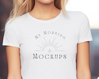Bella canvas 6004 Mockup Bella Canvas 6004 White Mockup, Mockup for Slim Fit Black T-Shirt Mock Up, BC 6004 White Model Mockup Etsy Mockup