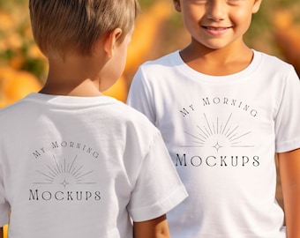 3001 Mockup 3001Y Mockup Kinder Herbst vorne und hinten T-Shirt Mockup T-Shirt Mock-up Bella Canvas 3001Y Weiß t-shirt Mock-up 3001 Vorderseite Rückseite