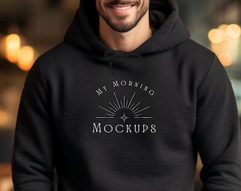 Gildan 18500 Mockup Hoodie Mockup Gildan 18500 Black Mockup Men's Black Hoodie Mockup Gildan 18500 Black Mock-up Sweatshirt Mock Ups for Men