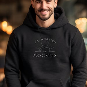 Gildan 18500 Mockup Hoodie Mockup Gildan 18500 Schwarz Mockup Herren Schwarzer Hoodie Mockup Gildan 18500 Schwarz Mock-up Sweatshirt Mock-Ups für Männer