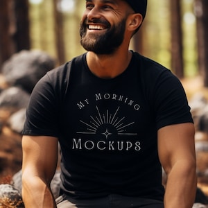 Bella Canvas 3001 Mockup T-shirt Mockup Black 3001 Mockup Black Mens Tshirt Mockup Bella Canvas 3001 Black Male Mockups Print on Demand