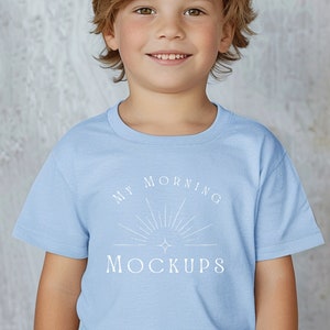 Gildan 5000B Mockup T-shirt Mockup Youth Mockup Light Blue Shirt Mockups Kids 5000B Mockup Print On demand Shirt Mockup Blue 5000B  Mockup