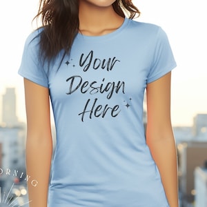 Bella Canvas 6004 Mockup T-shirt Mockup 6004 Baby Blue Mockup Mockup for Slim Fit Baby Blue T-Shirt Mockup 6004 Light Blue Mockup T-shrit