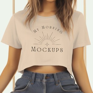 Bella Canvas 8882 Mockup T-shirt Mockup 8882 Heather Dust Mockup Cropped Top Mockup Cropped Heather Dust Mockup Heather Dust 8882  Mock-ups